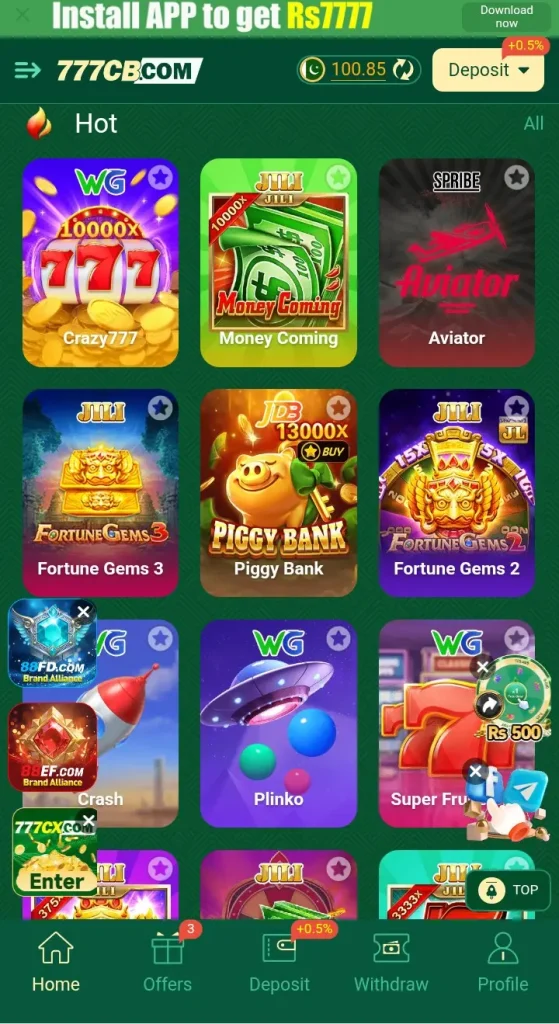 777CB game interface