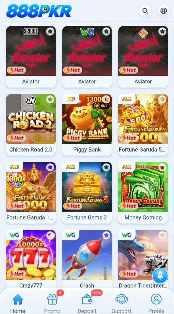 888PKR game interface